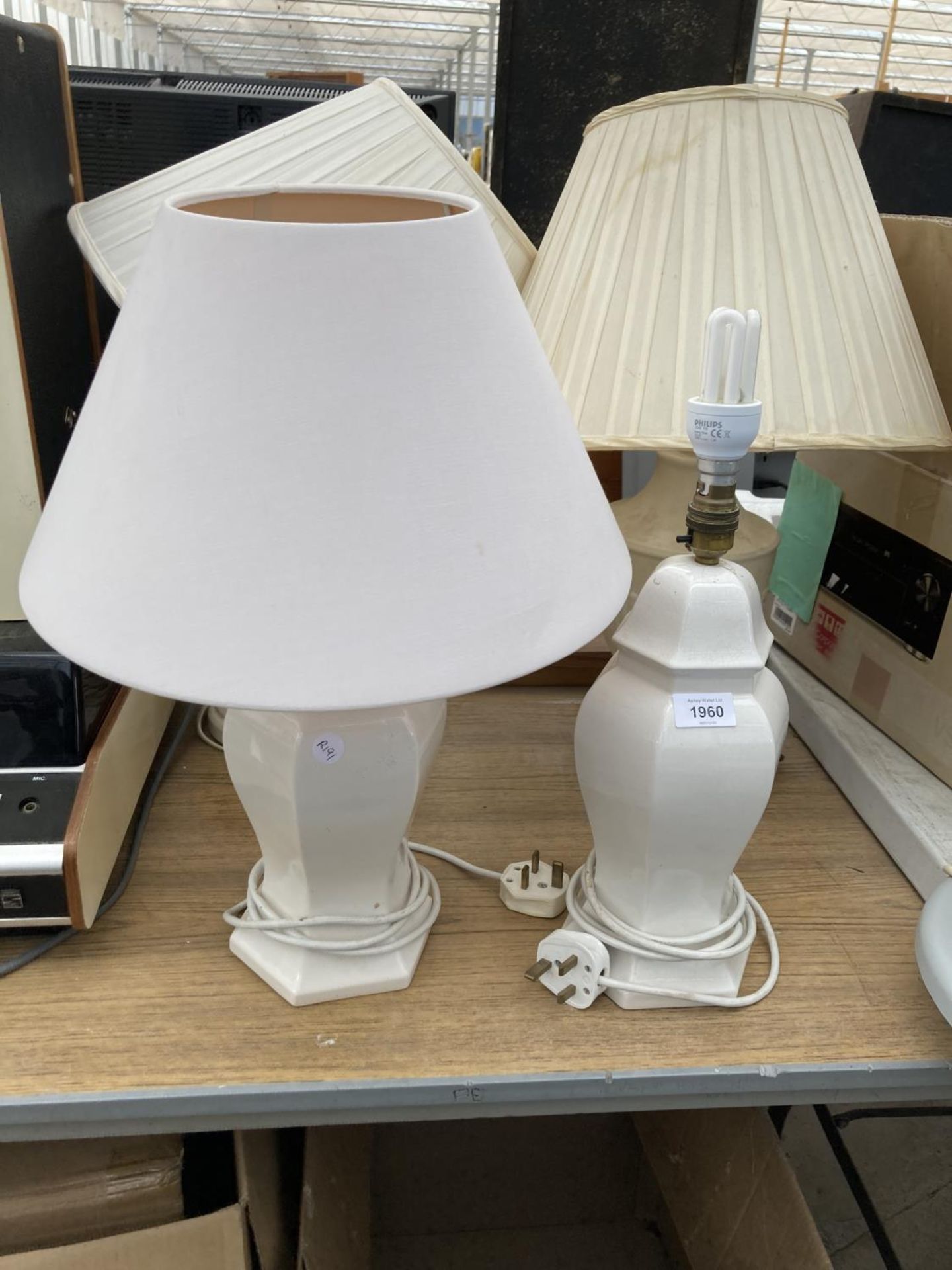 TWO PAIRS OF TABLE LAMPS COMPLETE WITH SHADES
