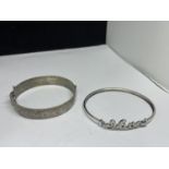 TWO MARKED SILVER BANGLES ONE WITH MUM