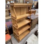 VICTORIAN STYLE FIVE TIER SATINWOOD OPEN BOOKSHELVES, 36" WIDE