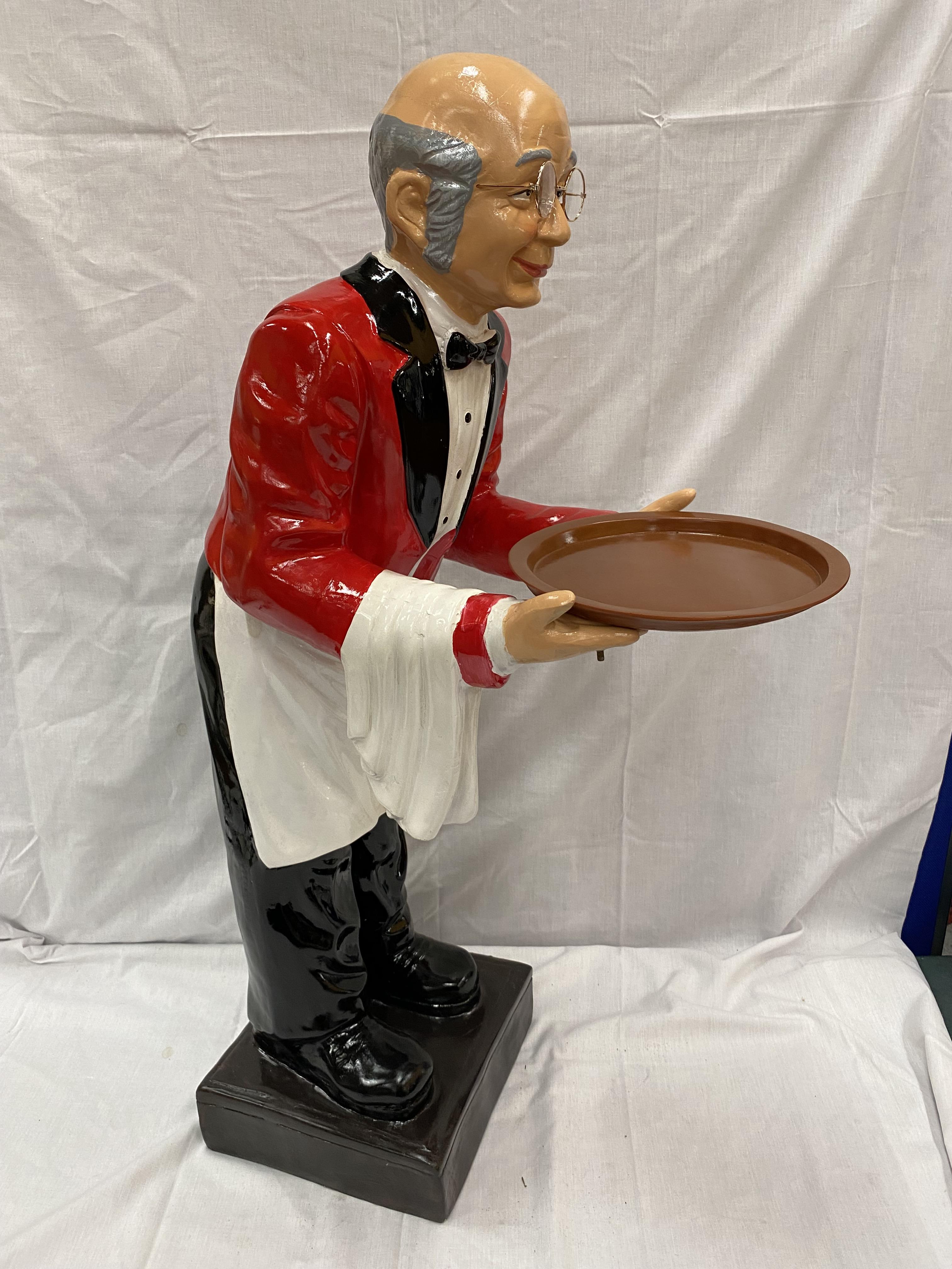 A DUMB WAITER DEPICTING A BUTLER IN A RED JACKET WITH A TRAY HEIGHT 96CM - Image 5 of 8