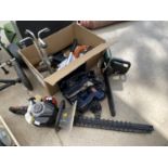 A BLACK AND DECKER GK1640T ELECTRIC CHAINSAW, A SANDER AND A CASED ULTRA DRIVE CORDLESS DRILL