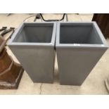 TWO TALL MODERN GREY PLANTERS H:70CM