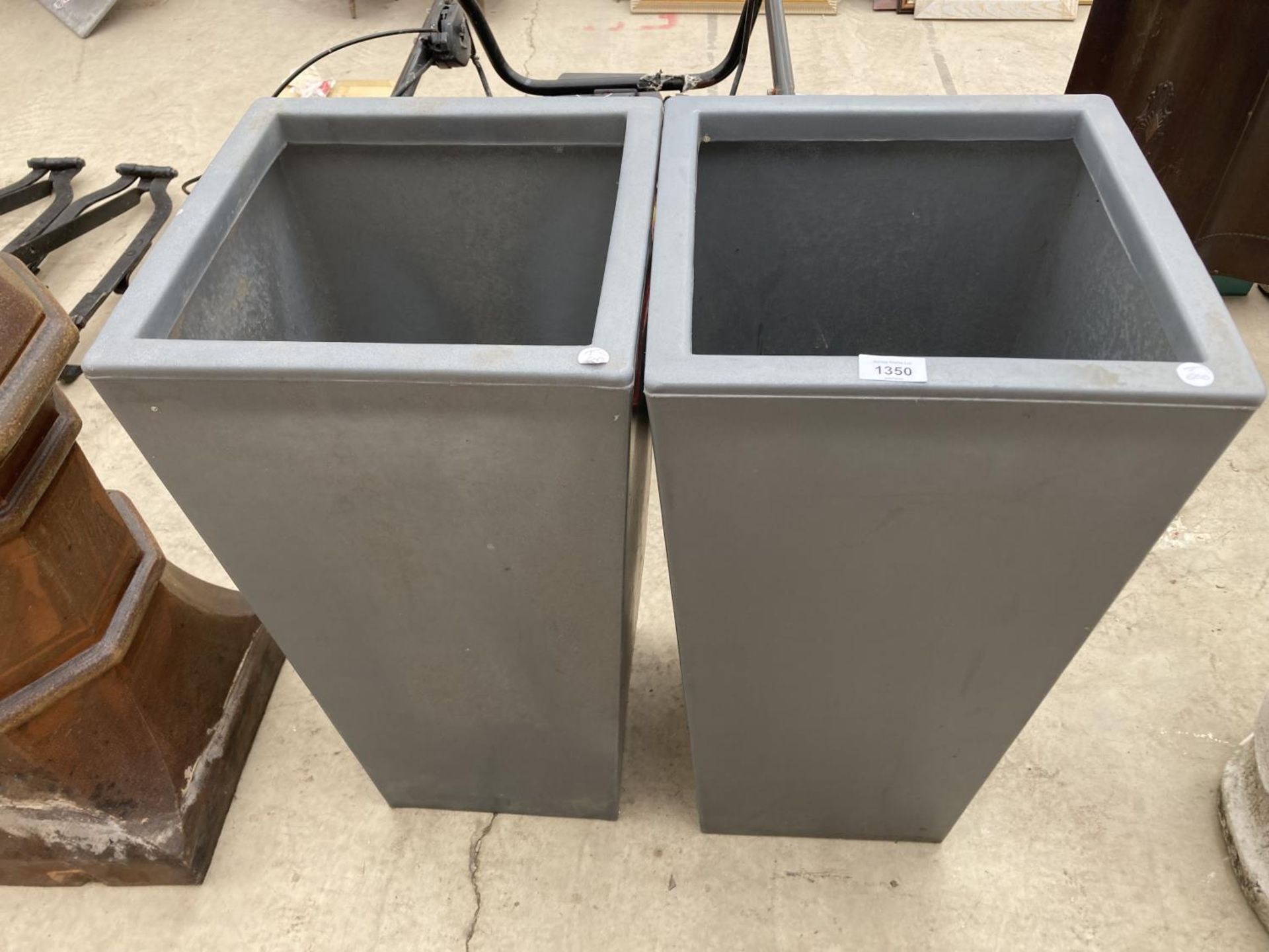TWO TALL MODERN GREY PLANTERS H:70CM