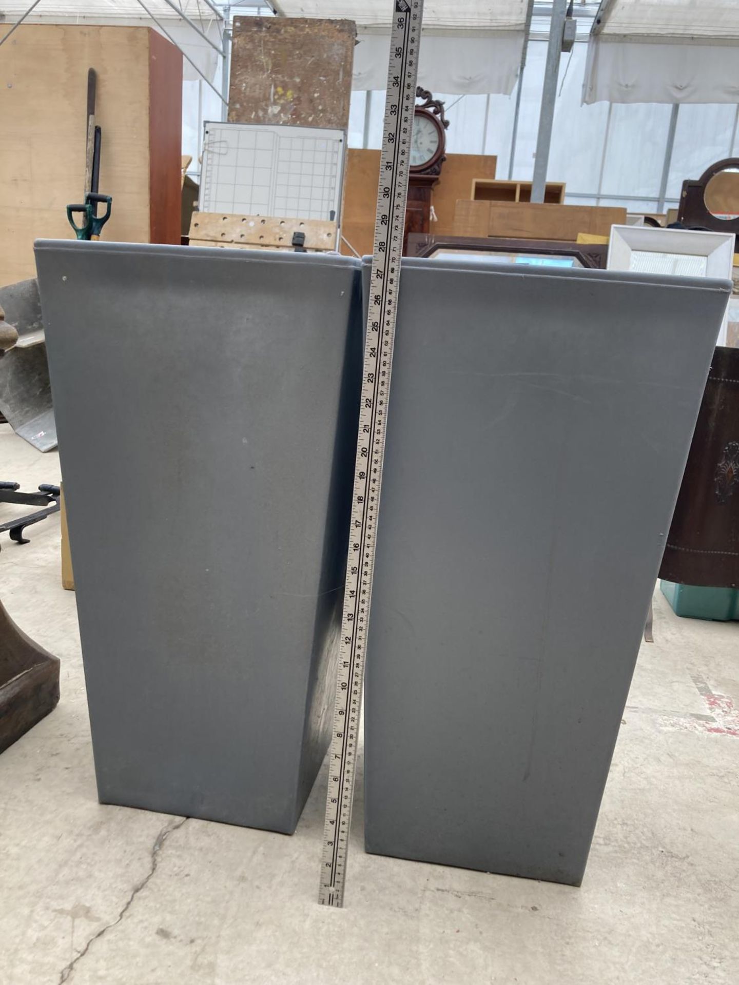 TWO TALL MODERN GREY PLANTERS H:70CM - Image 3 of 3