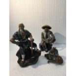 A COLLECTION OF CHINESE CERAMIC MUDMEN TO INCLUDE A SHIWAN WOODCUTTER FIGURINE - 24 CM TOGETHER WITH