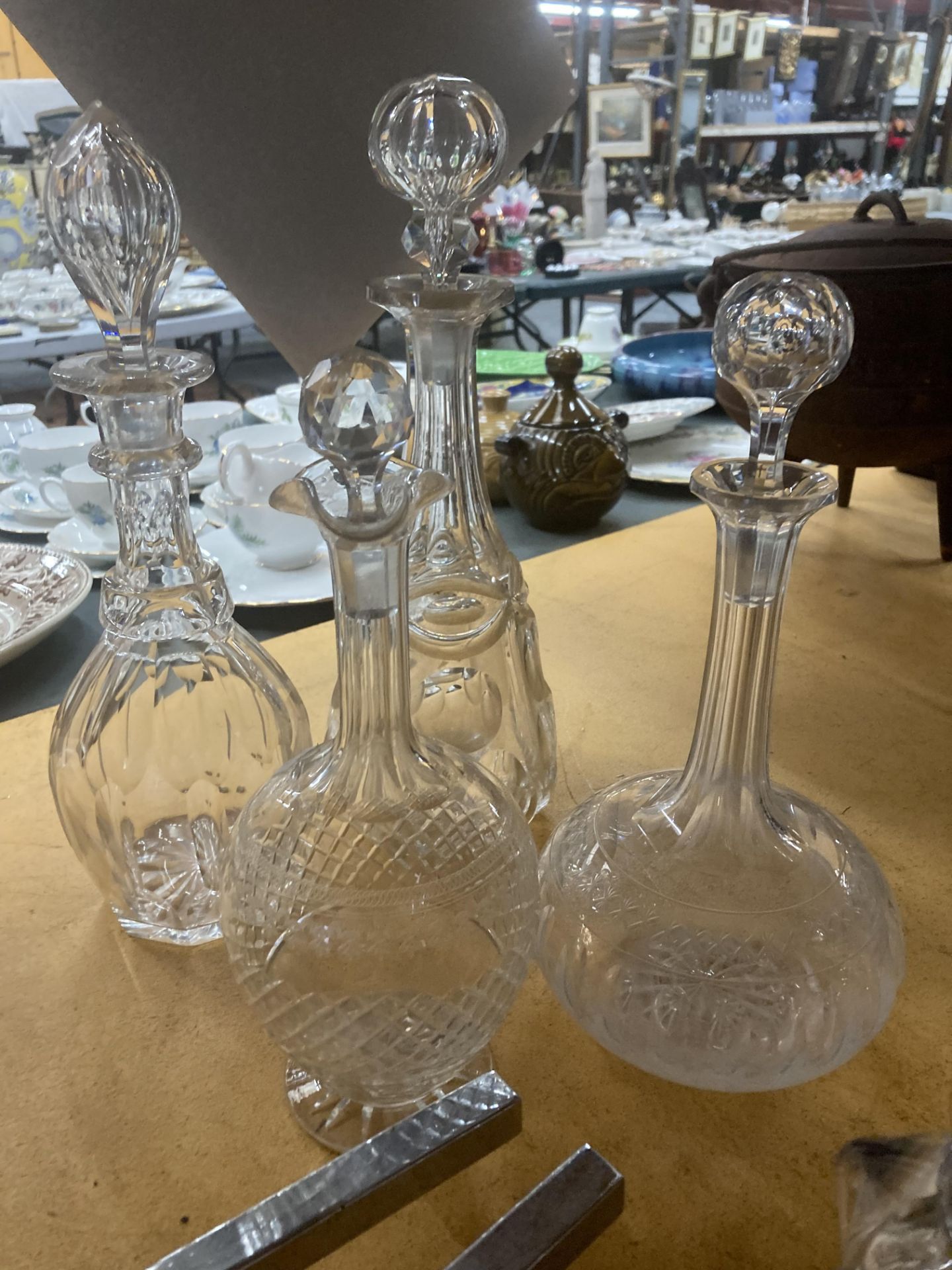 EIGHT CUT GLASS DECANTERS, VASES, LAMPS ETC. - Image 8 of 11