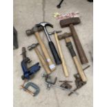 VARIOUS HAMMERS AND G CLAMPS