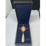 A BOXED STERLING SILVER BABY RATTLE