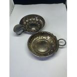 TWO WHITE METAL DISHES