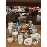 A LARGE QUANTITY OF CERAMICS TO INCLUDE VASES, PLANTERS, ETC