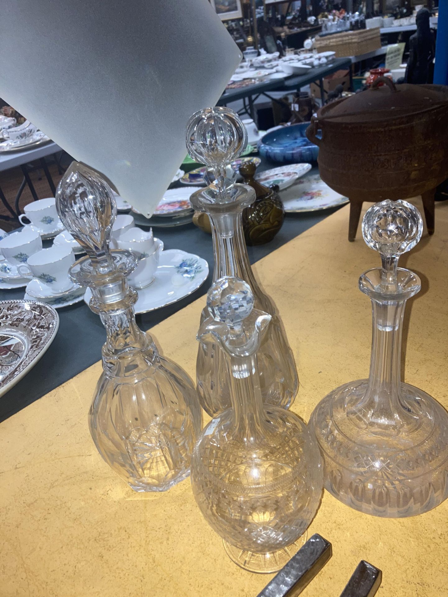 EIGHT CUT GLASS DECANTERS, VASES, LAMPS ETC. - Image 4 of 11