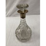 A HALLMARKED SHEFFIELD SILVER DECANTER WITH HOBNAIL DECORATION HEIGHT 25CM