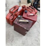 FOUR METAL PETROL CANS