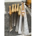 SIX WOOD TURNING CHISELS