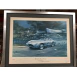 A LIMITED EDITION FRAMED PRINT OF MERCEDES-BENZ SLR - WINNERS 1955 MILLE MIGLIA, SIGNED STIRLING