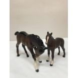 TWO BESWICK BAY FOALS HEIGHT 11.5CM AND 11CM
