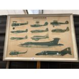 A FRAMED POSTER OF THE AIRCRAFT OF THE FLEET AIR ARM