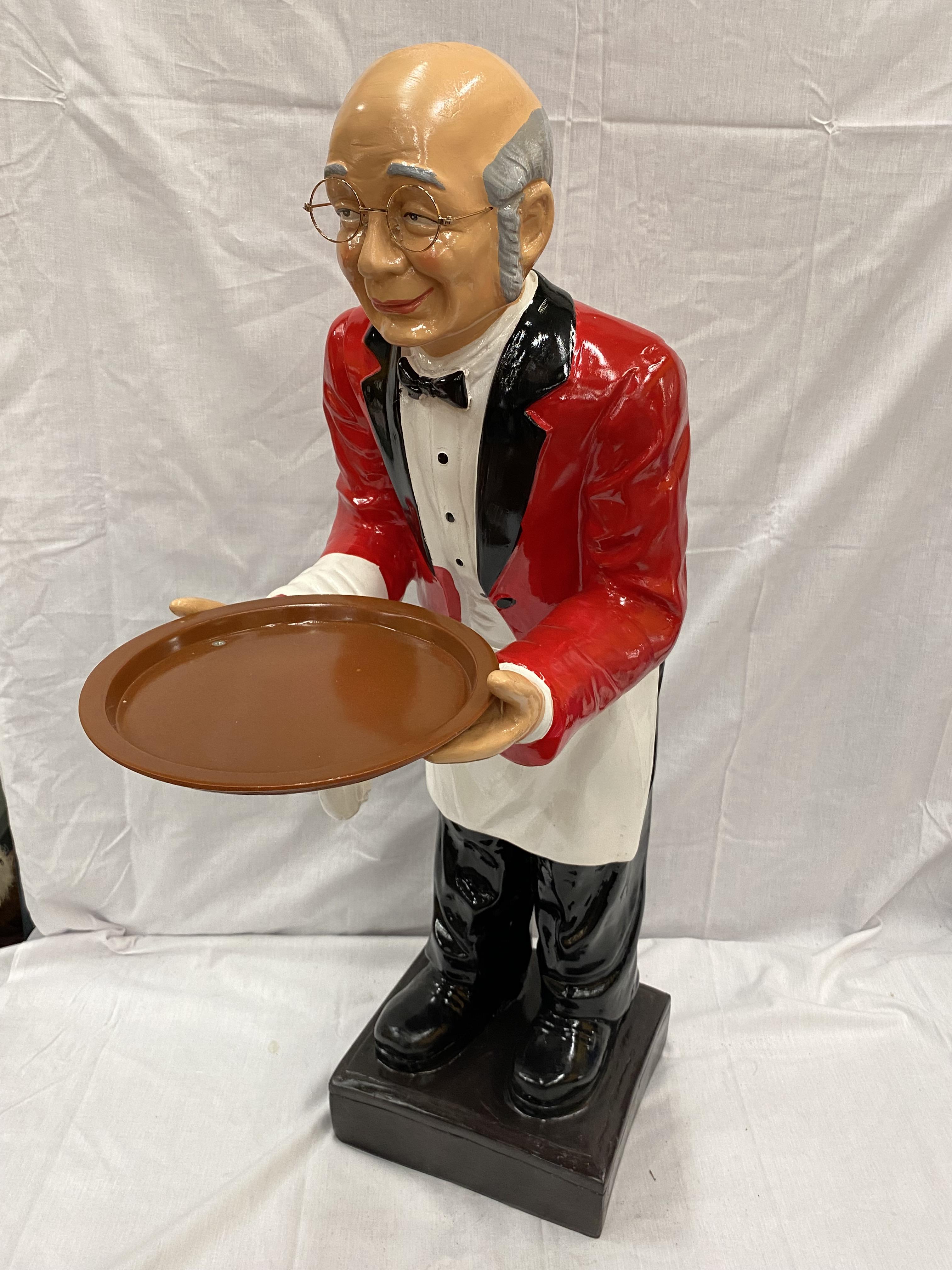 A DUMB WAITER DEPICTING A BUTLER IN A RED JACKET WITH A TRAY HEIGHT 96CM - Image 3 of 8