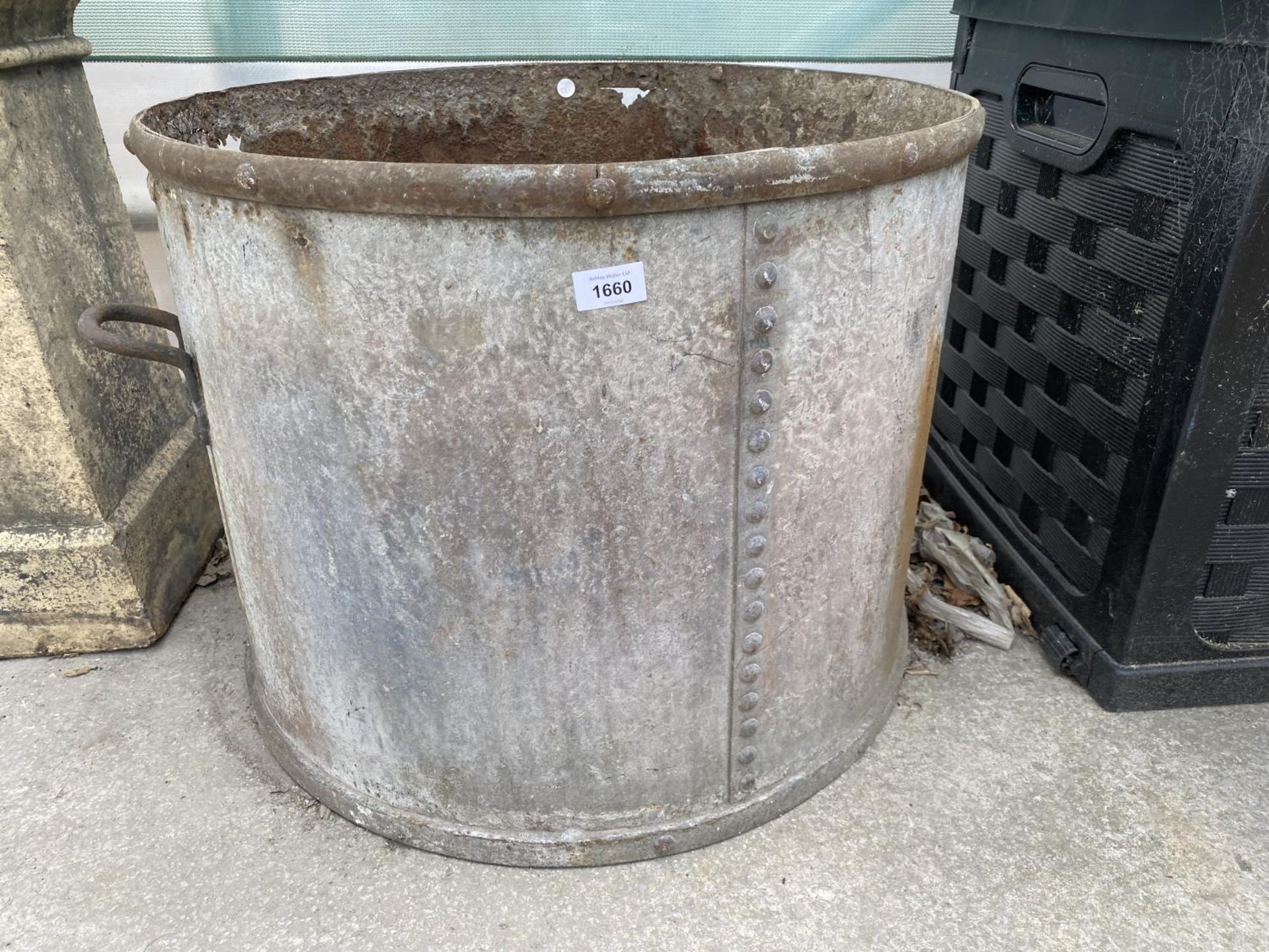 A GLAVANISED TWIN HANDLED BIN