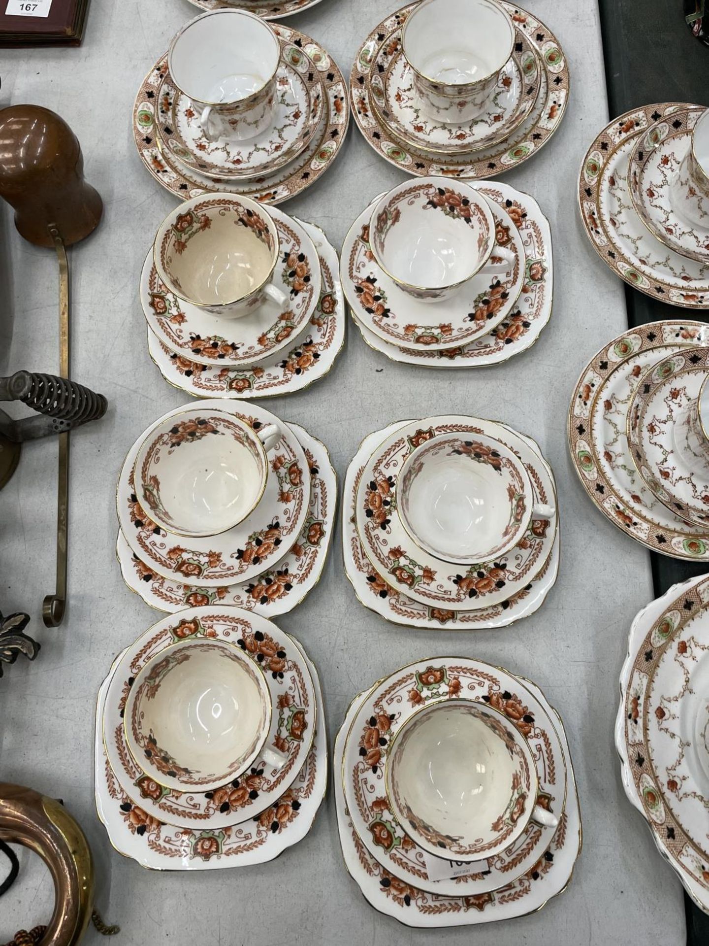 SIX VINTAGE ROYAL ALBERT CROWN CHINA TRIOS - MISSING ONE SAUCER, PLUS SIX MELBA CHINA TRIOS - Image 2 of 6