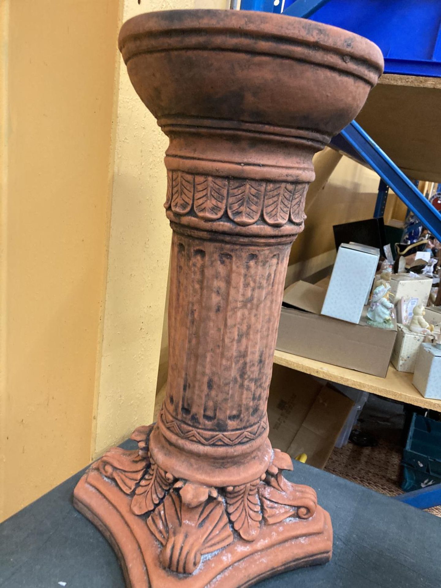 A TERRACOTTA STONE PEDESTAL HEIGHT 56CM - Image 2 of 9