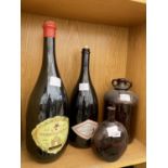 FOUR VINTAGE BOTTLES TO INCLUDE A 5L AND A DEMI JOHN