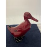 A ROYAL DOULTON FLAMBE DUCK - 16 CM