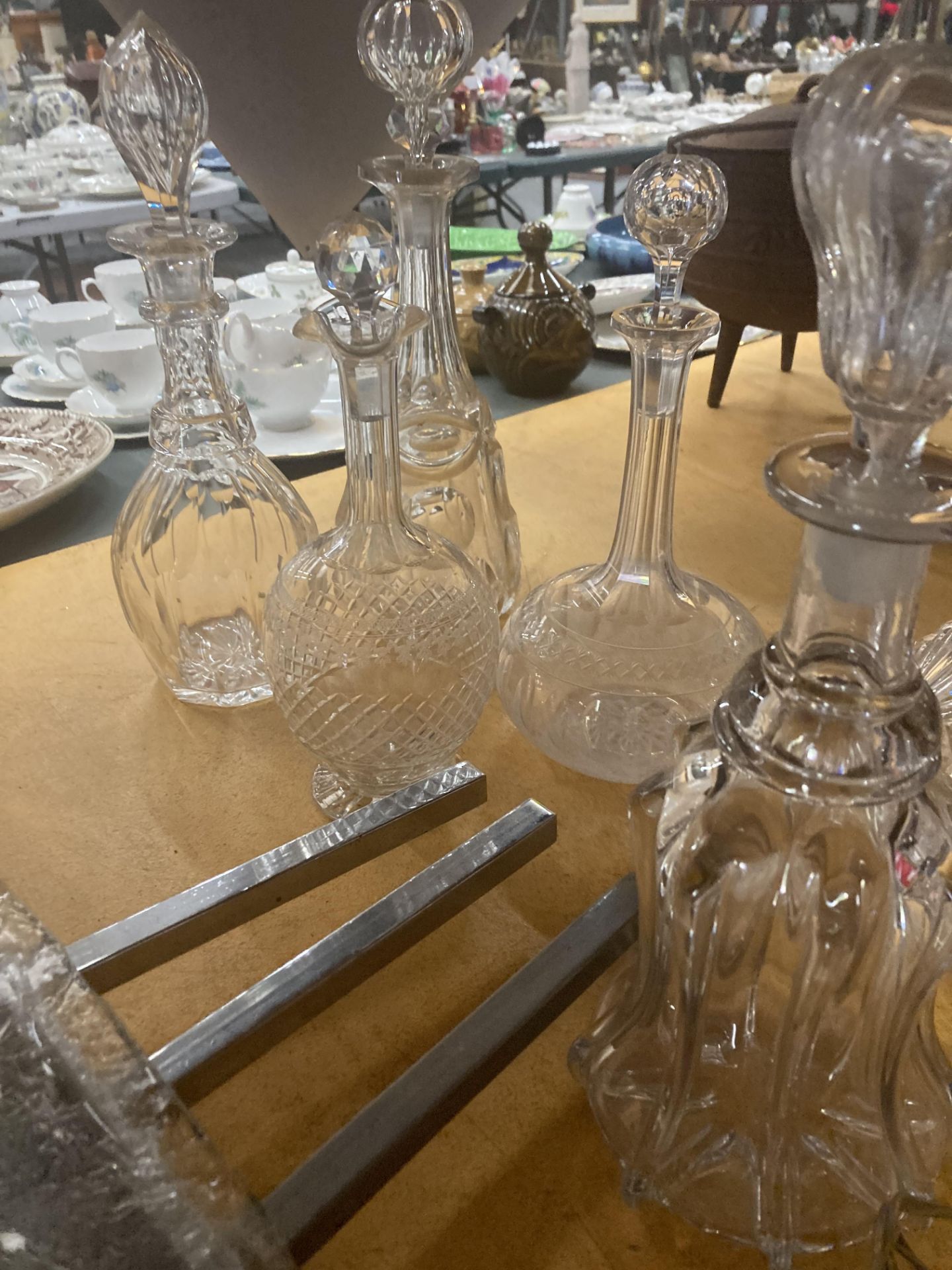 EIGHT CUT GLASS DECANTERS, VASES, LAMPS ETC. - Image 10 of 11