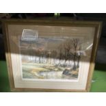 A FRAMED LIMITED EDITION 76/500 PRINT 'SPRING SUNLIGHT' SIGNED CLIVE PRYKE '83 59CM X 49CM