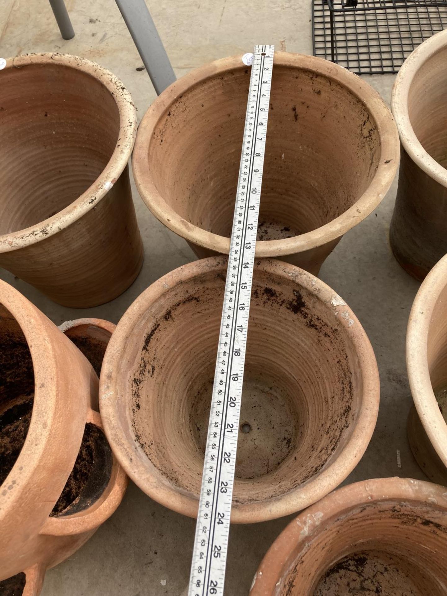 SEVEN LARGE TERRACOTTA PLANTERS TO INCLUDE A STRAWBERRY/HERB POT - Image 8 of 8