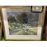 A SIGNED LIMITED EDITION OF 750 PRINT 'HIGHLAND LANE' BY J McINTOSH PATRICK 71CM X 63CM