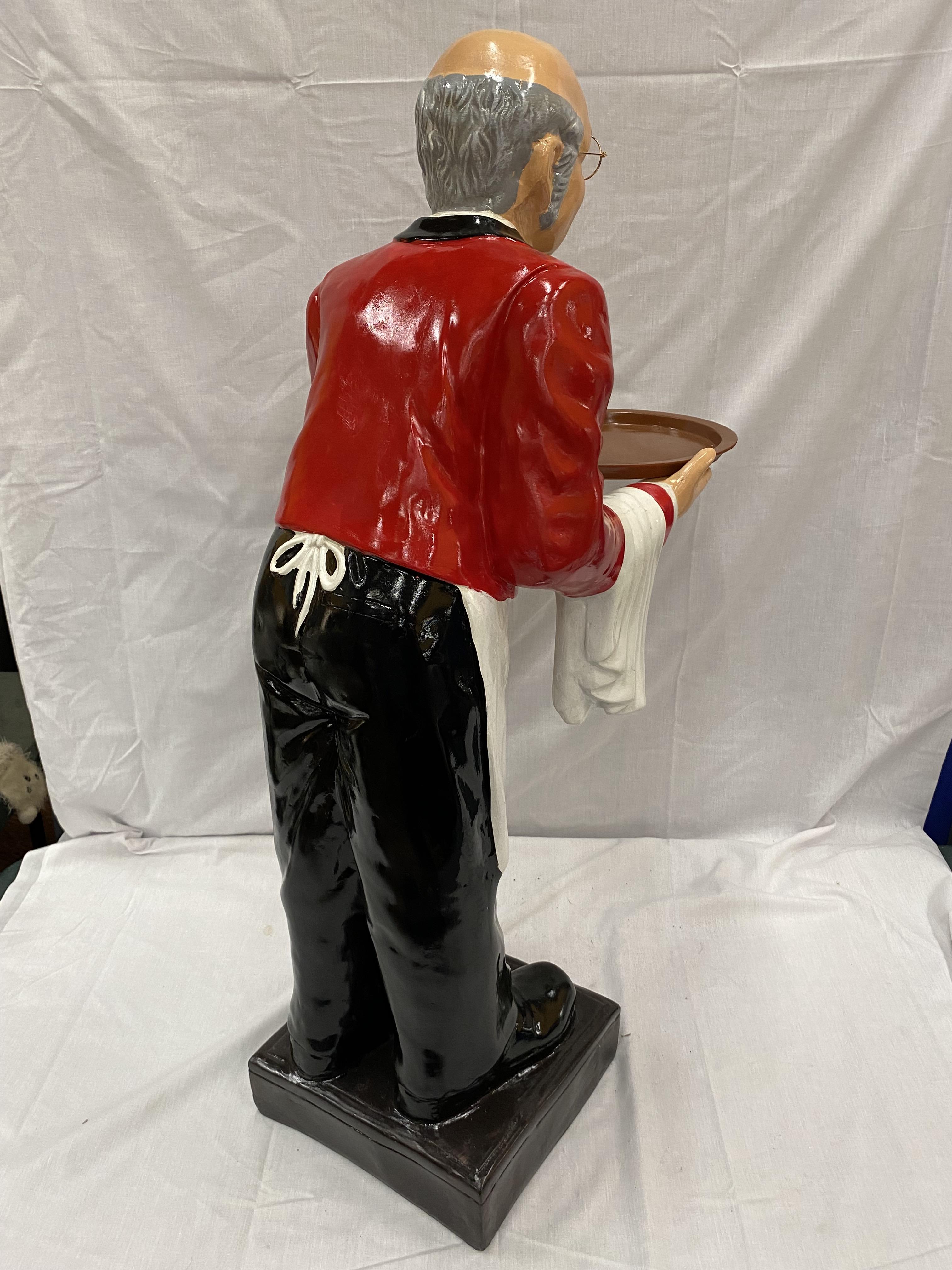 A DUMB WAITER DEPICTING A BUTLER IN A RED JACKET WITH A TRAY HEIGHT 96CM - Image 8 of 8