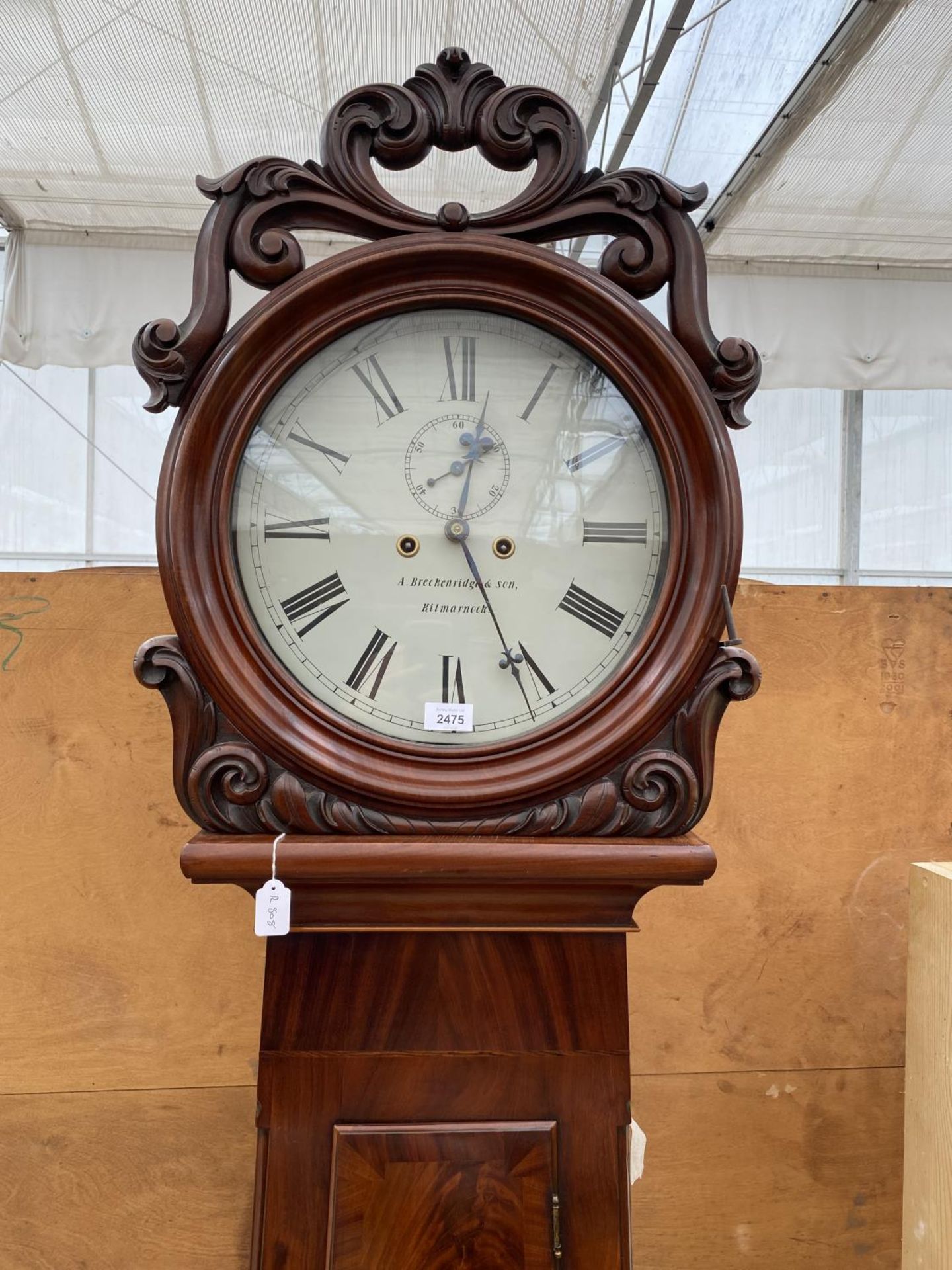 AN EARLY 19TH CENTURY EIGHT DAY SCOTTISH LONGCASE KEYHOLE SHAPE CLOCK WITH 13" PAINTED DIAL BY A. - Image 2 of 12