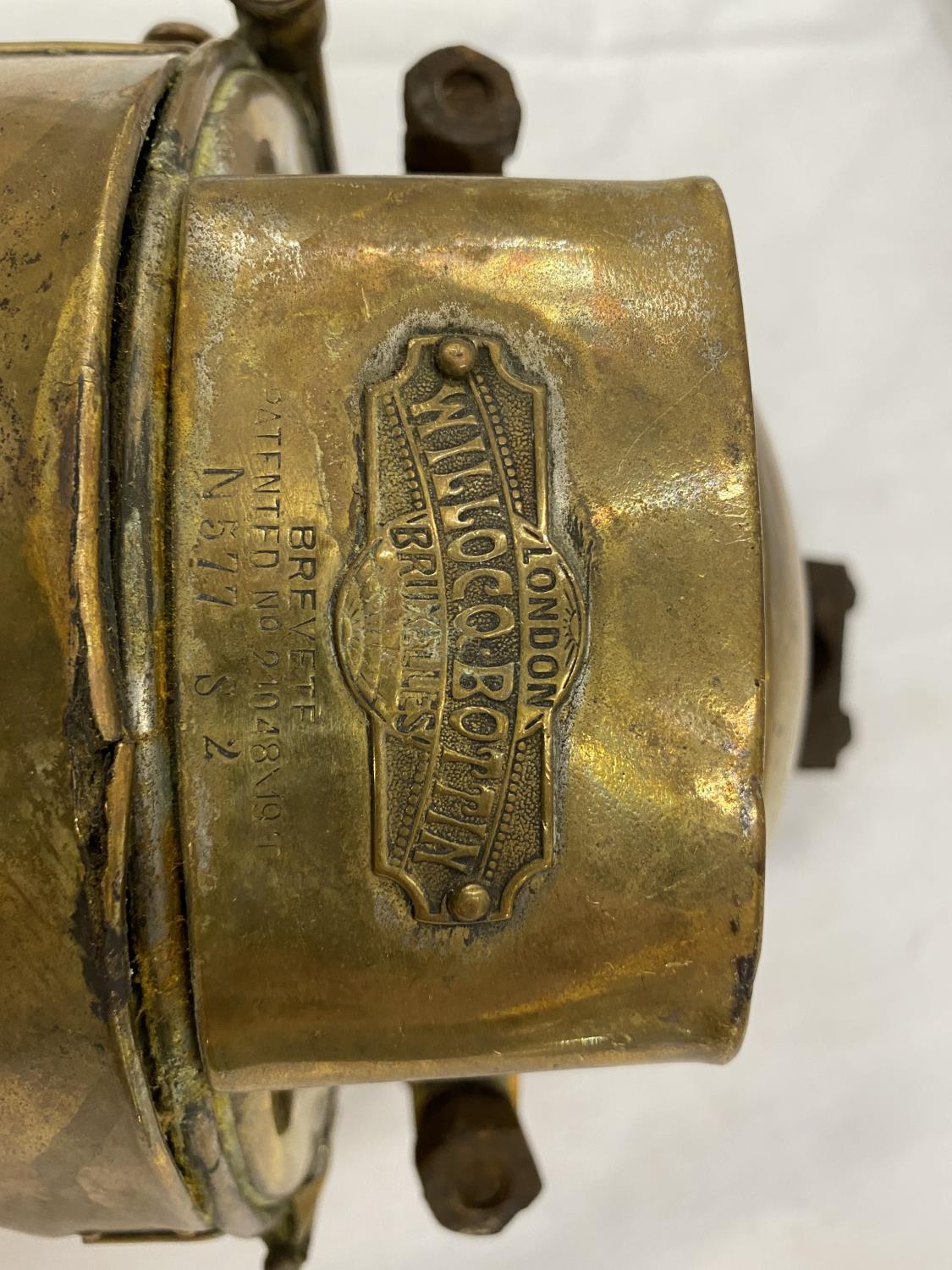 A WILLOCO-BOTTIN BRUXELLES BREVETE PATENT NO 21048/19 BRASS PRE WW1 HEADLAMP - Image 11 of 20