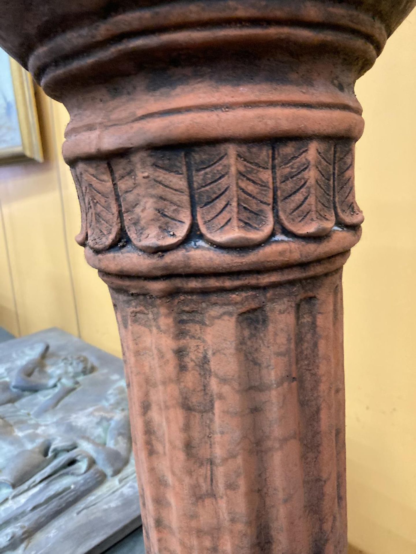 A TERRACOTTA STONE PEDESTAL HEIGHT 56CM - Image 5 of 9