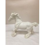A BESWICK GREY SHIRE HORSE - A/F TWO LEGS RESTUCK HEIGHT 20CM