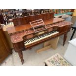 A JOHN BROADWOOD & SONS (LONDON) ROSEWOOD AND MAHOGANY SQUARE PIANO ON TURNED AND FLUTED LEGS