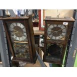 TWO 'PRESIDENT' 31 DAY WOODEN CASED WALL CLOCKS