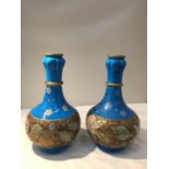 A PAIR OF MINTON CHRISTOPHER DRESSER DESIGN VASES, A/F - BOTH HAVE HAD EXTENSIVE REPAIRS