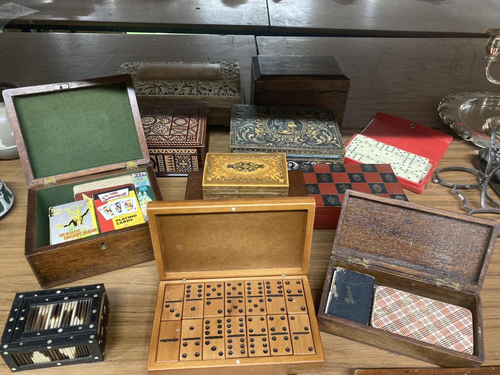 A QUANTITY OF BOXES TO INCLUDE EMBOSSED DECORATED EXAMPLES, ETC