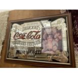 A LARGE COCOA COLA ADVERTISING MIRROR 100CM X 70CM