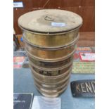 EIGHT BRASS STACKING LABORATORY SIEVES