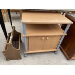 A MAGAZINE RACK AND TV STAND