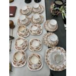 SIX VINTAGE ROYAL ALBERT CROWN CHINA TRIOS - MISSING ONE SAUCER, PLUS SIX MELBA CHINA TRIOS