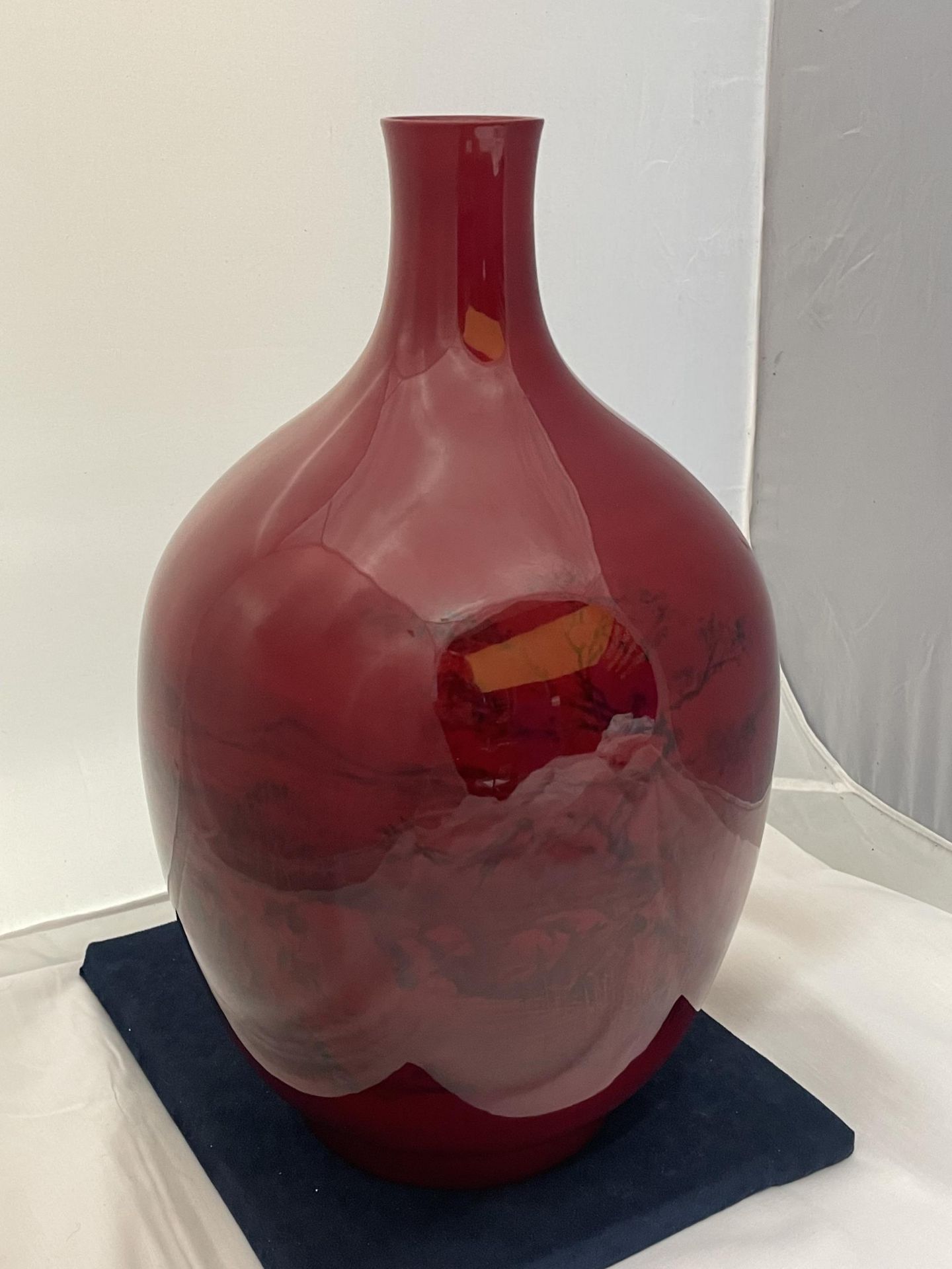 A LARGE ROYAL DOULTON FLAMBE VASE - 42 CM