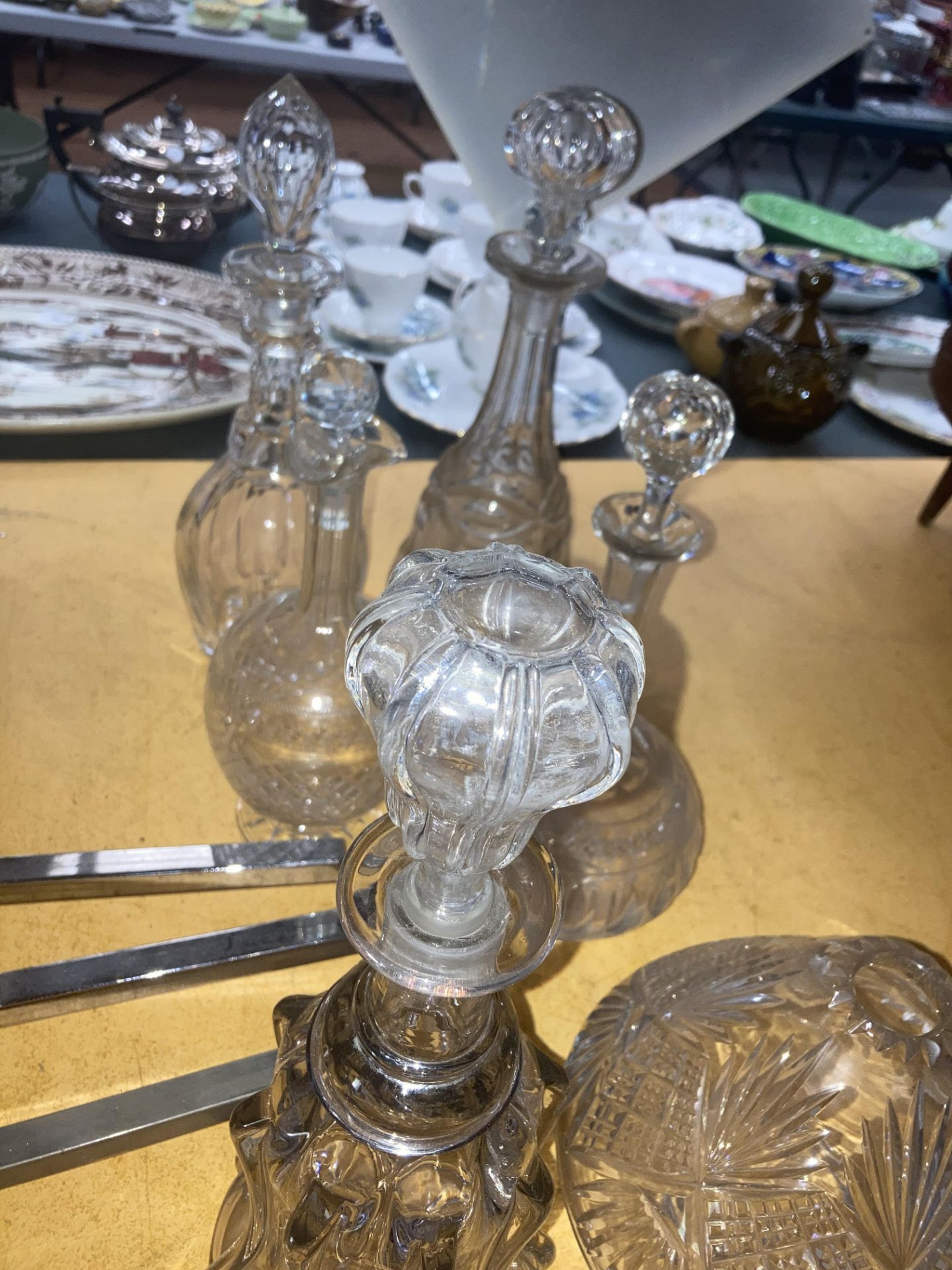 EIGHT CUT GLASS DECANTERS, VASES, LAMPS ETC. - Image 5 of 11