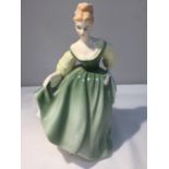 A ROYAL DOULTON FIGURE 'FAIR LADY' HEIGHT 20CM - A/F SMALL CHIP TO SKIRT OF DRESS