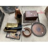 VARIOUS VINTAGE ITEMS TO INCLUDE COPPER JELLY MOULD, TRAY, JUG ETC