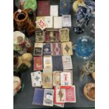 A LARGE QUANTITY OF VINTAGE PLAYING CARDS TO INCLUDE WADDINGTONS, ETC