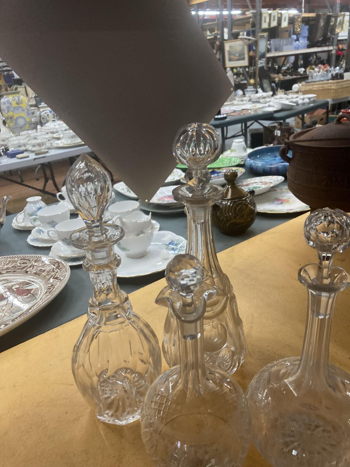 EIGHT CUT GLASS DECANTERS, VASES, LAMPS ETC. - Image 9 of 11